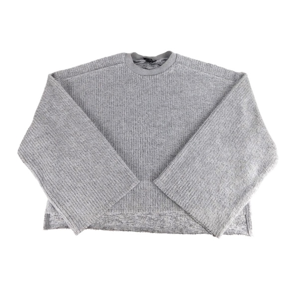 Topshop Sweaters - Topshop Bell Wide Sleeve Fall Gray Ribbed Cropped Loose-fit Sweater size Small